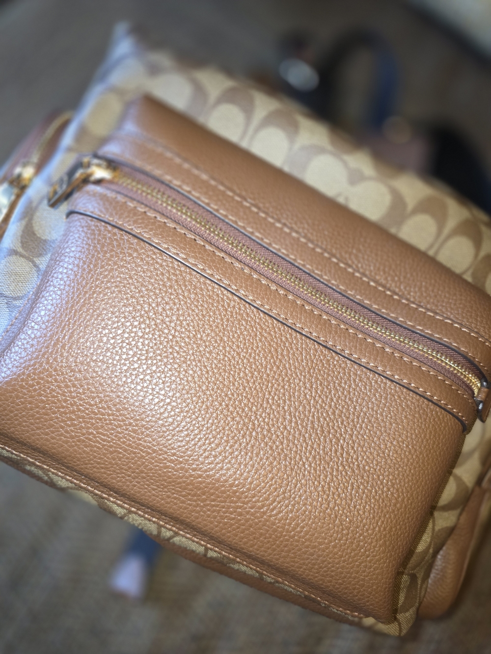 Coach Brown Signature Canvas Backpack with Leather Flap and Clutch - Picture 4 of 11